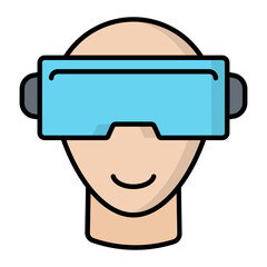 AR Glasses Line Color Icon