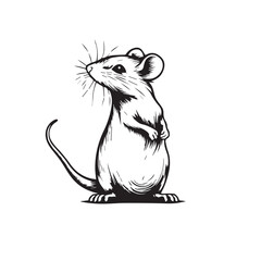 Mouse in logo, cartoon style. 2d Vector Illustration on white background in doodle style.