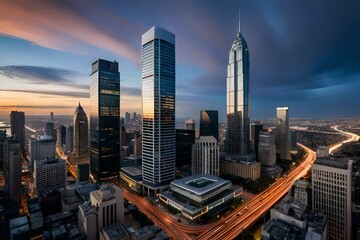 Obraz premium a striking image of a sleek and modern skyscraper piercing the clouds, symbolizing human ambition and progress - Generative AI Technology