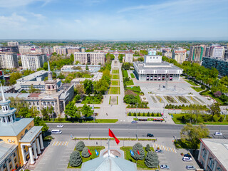 Aerial view of Bishkek city Kyrgyzstan - obrazy, fototapety, plakaty