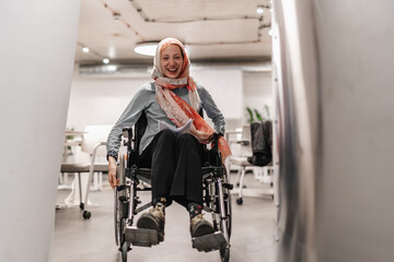 Young girl in a wheelchair