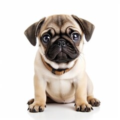 dog face shot, isolated on white background, generative AI
