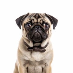 dog face shot, isolated on white background, generative AI