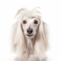 dog face shot, isolated on white background, generative AI