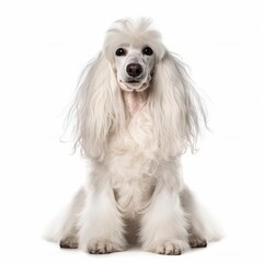 dog face shot, isolated on white background, generative AI