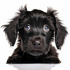 dog face shot, isolated on white background, generative AI