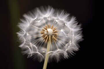 Photo of a close-up dandelion plant. Generative AI