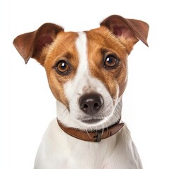 dog face shot, isolated on white background, generative AI