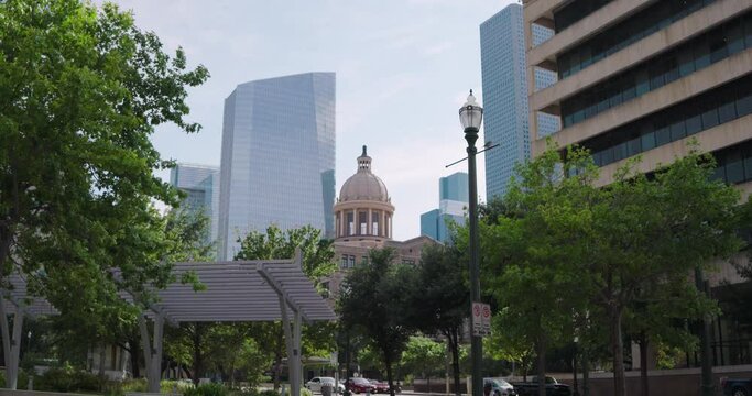 Establishing Shot of 1910 Harris County Courthouse Houston Texas