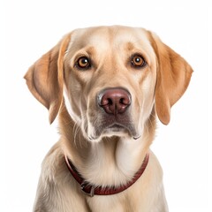 dog face shot, isolated on white background, generative AI