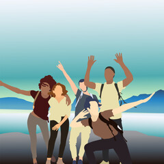Fototapeta premium hiking with friends travel