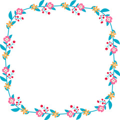 Square Cushion Frame flower frame wreath floral leaf borders colorful natural cute blossom love green pink decoration Branches Elements Botanical wedding anniversary celebration valentine greeting 