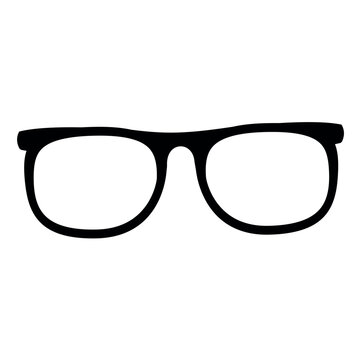 Hipster glasses icon isolated on white. Stencil clipart. Vector stock illustration.