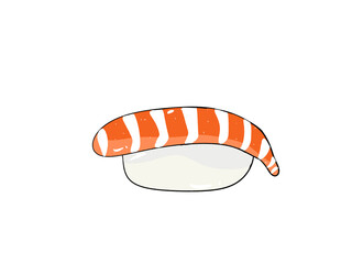 Japanese sushi type food with cartoon drawing style.