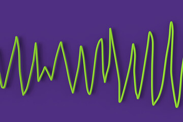 Electrocardiogram ECG displaying Torsades de pointes rhythm, 3D illustration