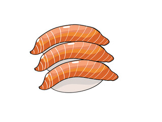 Japanese sushi type food with cartoon drawing style.