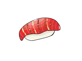 Japanese sushi type food with cartoon drawing style.