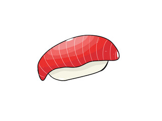 Japanese sushi type food with cartoon drawing style.