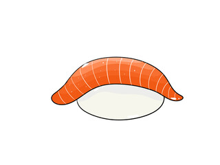 Japanese sushi type food with cartoon drawing style.