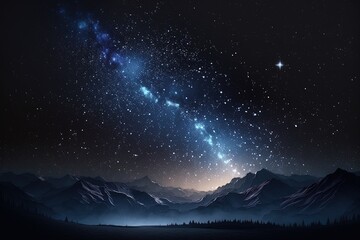 Naklejka na ściany i meble A night sky with mountains and the Milky Way generated by AI