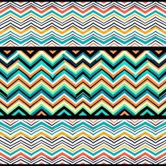 Seamless colorful zigzag pattern in retro style. Vector illustration.