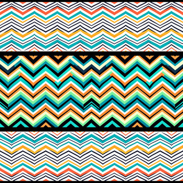 Seamless colorful zigzag pattern in retro style. Vector illustration.