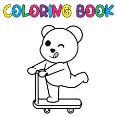 Coloring book cute panda bear - vector illustration.