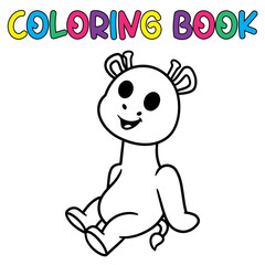 Coloring book cute giraffe - vector illustration.