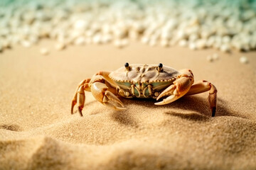Summer frame crab, sand background