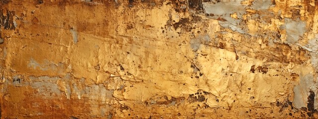 Obraz premium Distressed painted surface. Gold, brown, black antique and aged metal, wall. Vintage texture backdrop. Generative Ai.