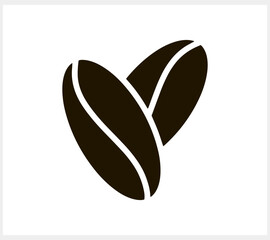 Coffee bean icon isolated. Stencil food drink clipart. Vector stock illustration EPS 10