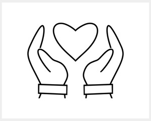 Hand with heart icon Love symbol Sketch clipart Vector stock illustration EPS 10