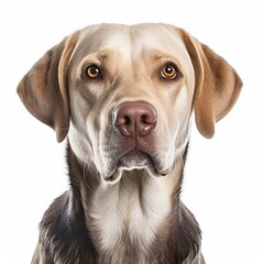 dog face shot, isolated on white background, generative AI