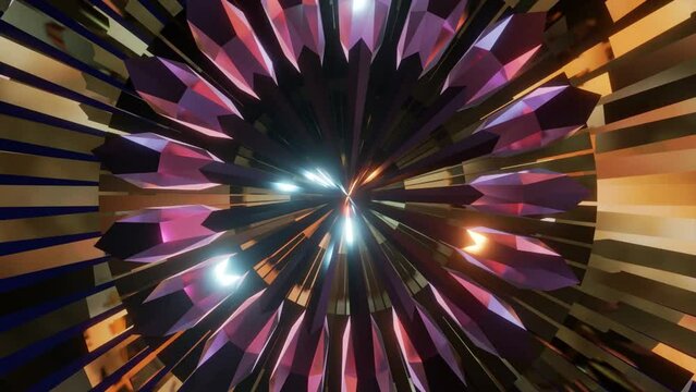 Abstract background 3D animation shiny futuristic composition made of geometric elements transforms and rotates in space loop. Great for scientific, technological, industrial, futuristic, luxury, sci-