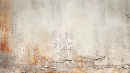Distressed painted surface. Pale grey, off white, , light gold, antique and aged metal, wall. Vintage texture backdrop. Generative Ai.