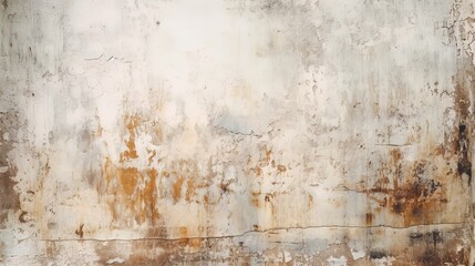 Distressed painted surface. Pale grey, off white, , light gold, antique and aged metal, wall. Vintage texture backdrop. Generative Ai.