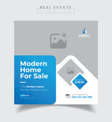 Obraz premium Real estate social media post or home sale online marketing flyer template design