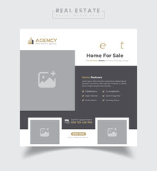 Real estate social media post or home sale online marketing flyer template design