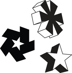 Background vector star set icon symbol black and white template design
