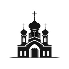 Vector silhouette of Christian church house classic icon symbol black color isolated on white background 