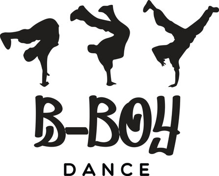 Vector flat icon people bboy dancer silhouette set isolated on white background