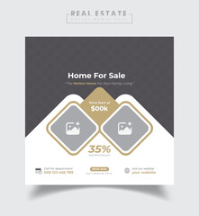 Real estate social media post or home sale online marketing flyer template design