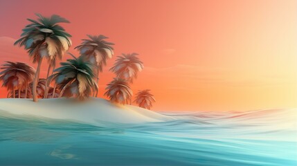 Obraz na płótnie Canvas Minimal Tropical Summer Background, Generative AI