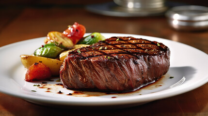 grilled steak with vegetables
