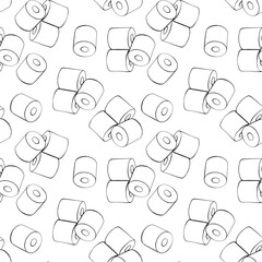 Toilet paper rolls seamless pattern. Vector illustration