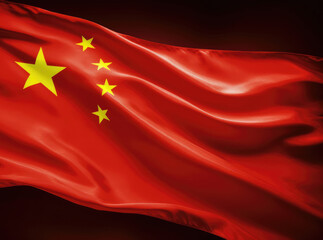 China flag with fabric texture, Generative AI