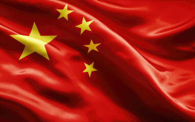 China flag with fabric texture, Generative AI