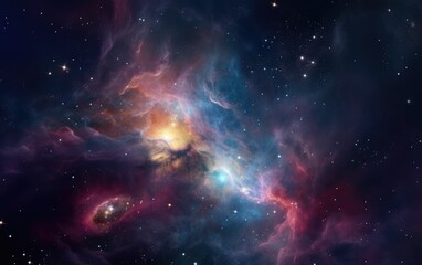 Fototapeta na wymiar Nebula and galaxies in deep space, Generative AI