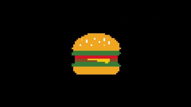 burger pixel icon glitch effect.