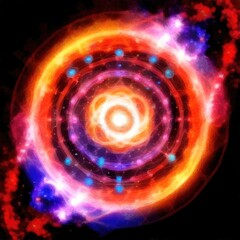 Abstract watercolor mandala cosmic circle digital paint